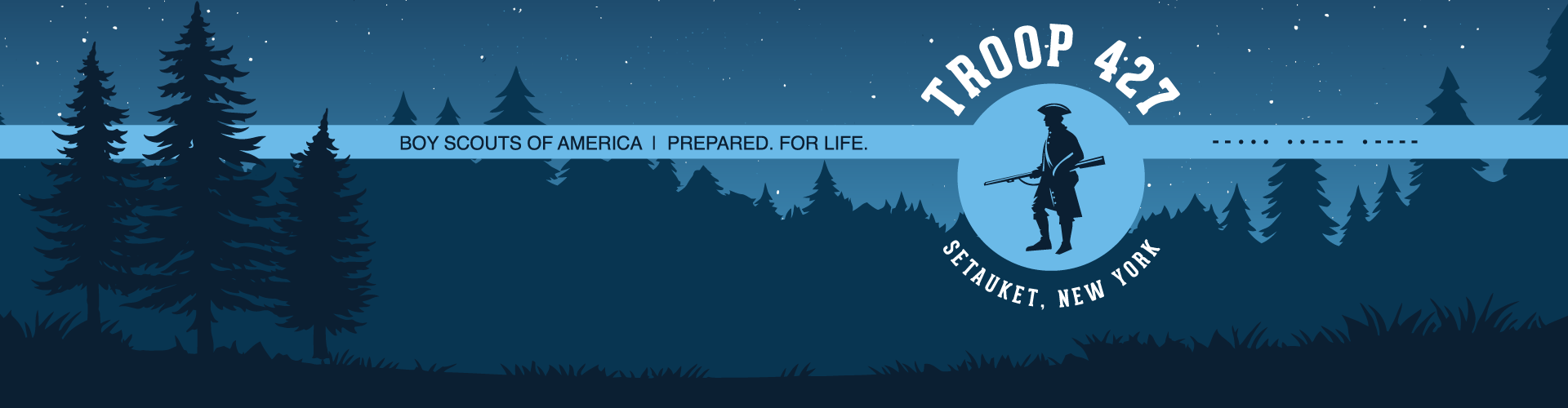 Troop 427, Setauket New York — forest and night sky illustration